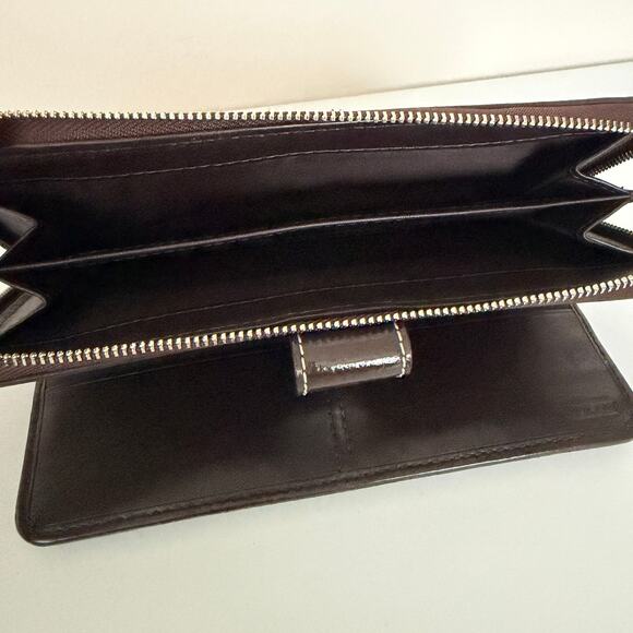 Coach Signature C Accordion Long Wallet Classic Tan Canvas & Brown Leather - Picture 9 of 9